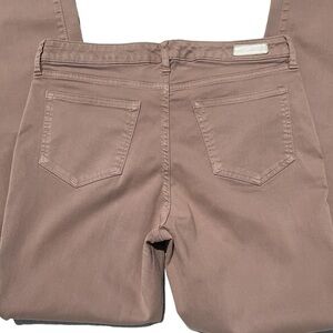 Woman Lands End Mid-Rise Slim Straight Leg Colored Denim Jeans in French Walnut